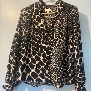 Topshop animal print long sleeve blouse